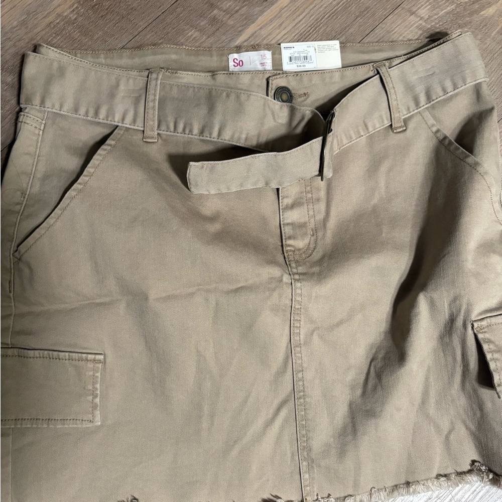 Kohl's Beige Cargo Mini Skirt with Utility Pockets